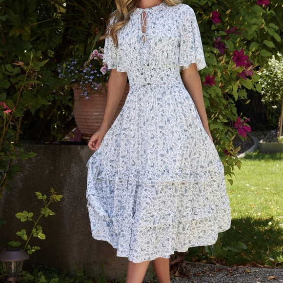 Baltic Born Spell Boho Midi Dress | White + Sage Size LL - Picture 2 of 5